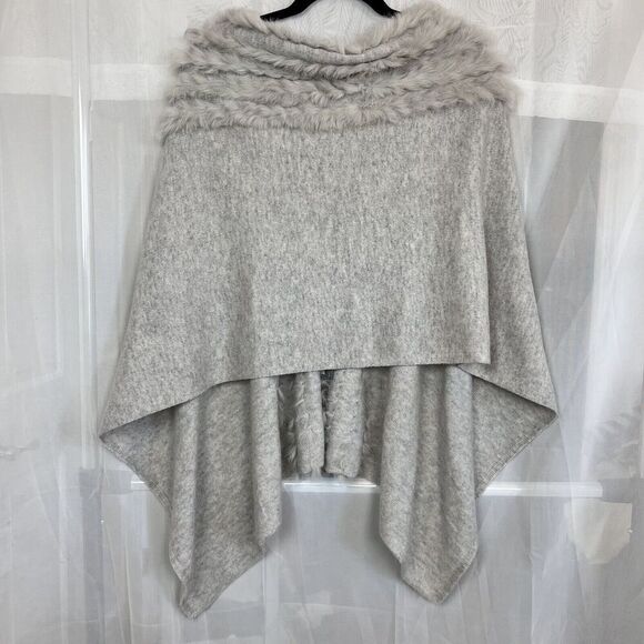 vintage Neiman Marcus cashmere wool blend poncho rabbit fur one size luxury rare - Picture 6 of 10